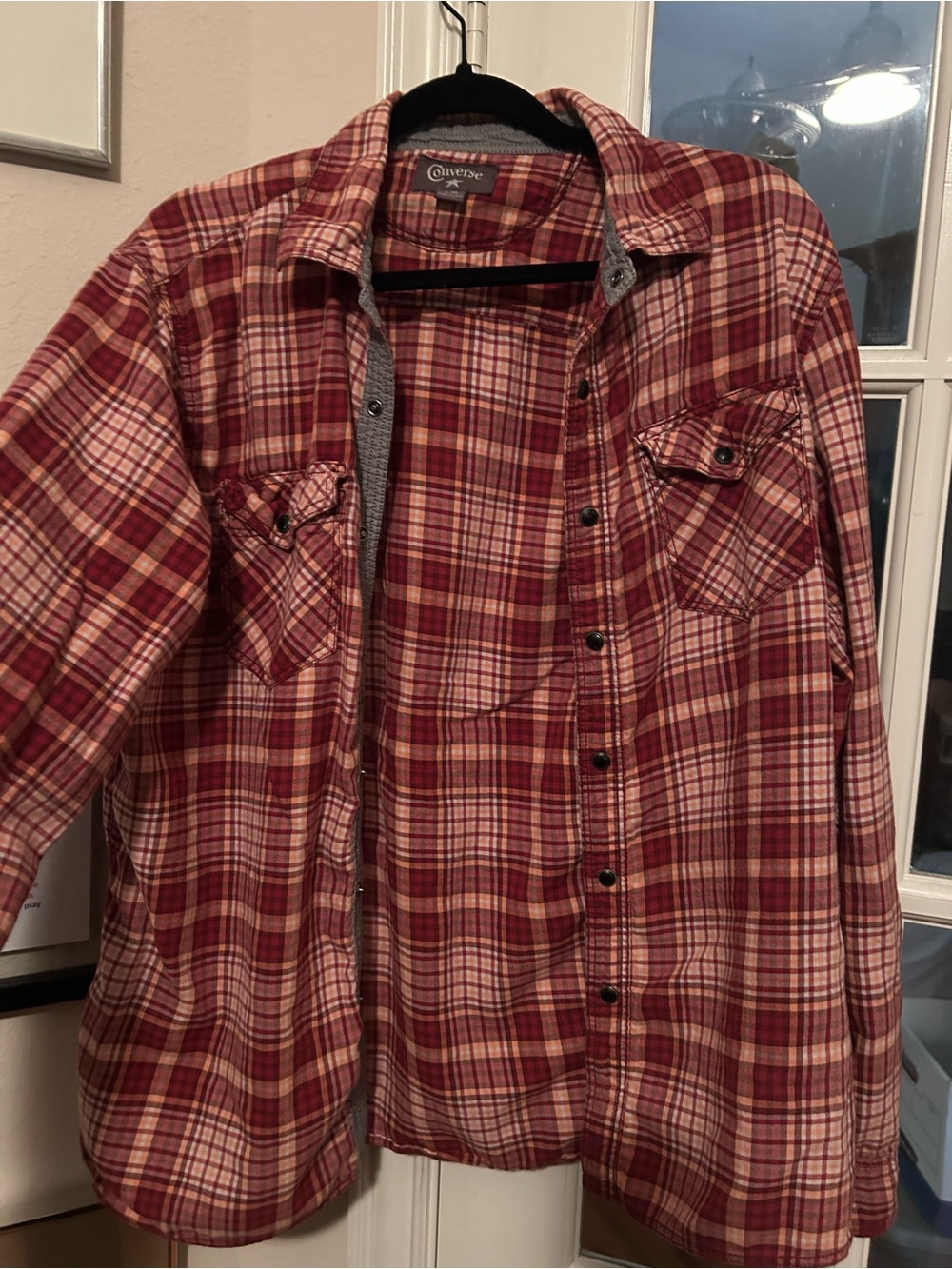 Converse Men’s Red Plaid Flannel Shirt
